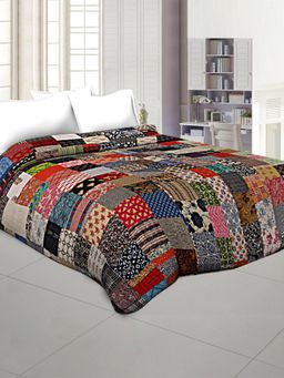 JAIPUR FABRIC - Multi-Color Patchwork Soft Designer Blanket (Double)