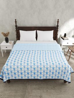 JAIPUR FABRIC - Jaal Darbar Blue Floral Double Bed Dohar (Double)