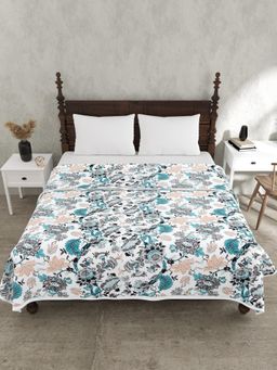 JAIPUR FABRIC - 240 Tc Pure Cotton Floral Printed Grey Dohar (Double)