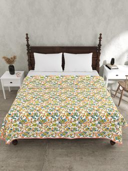 JAIPUR FABRIC - 240 Tc Pure Cotton Floral Printed Multi-Color Dohar (Double)