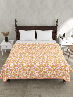 JAIPUR FABRIC - 240 Tc Pure Cotton Floral Printed Yellow Dohar (Double)