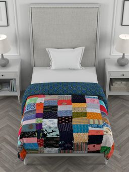 JAIPUR FABRIC - Multi-Color Patchwork Soft Designer Blanket (Single)