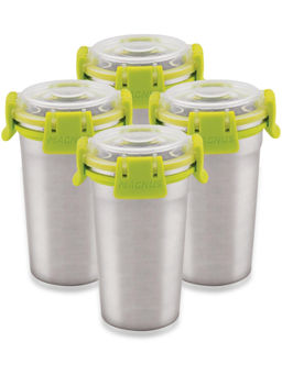 MAGNUS - (Pack of 4) Steel Glass with Leakproof Lid for Office/Picnic/Home