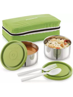 MAGNUS - 2 Stainless Steel Lunch Box Office & School with Pouch Set