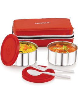 MAGNUS - Fancy 2 Stainless Steel Office & School Lunch box with Bag set