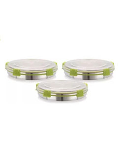 MAGNUS - Stainless Steel Airtight Leakproof Storage Container Set, 800 ML Each Pack of 3