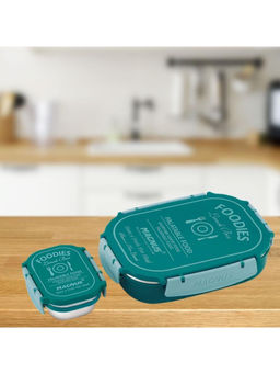 MAGNUS - Spike Lunch Box PP Green-Stainless Steel Lunch Box with Clips(800+150ml) Set