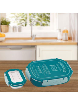 MAGNUS - Spike Lunch Box SP Green-Stainless Steel Lunch Box with Clips(800+150ml) Set