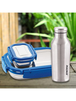 MAGNUS - Bolt Deluxe Airtight Leakproof SS School & Office Lunch Box + Sporty Bottle 550ml