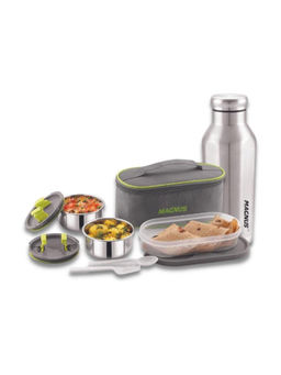 MAGNUS - Olive 3 Stainless Steel Lunch Box with Stainless Steel Bottle Set