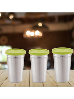 MAGNUS - (Pack of 3) Easy Lock Airtight & Leakproof 350 ml Steel Tumbler