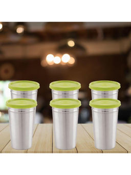 MAGNUS - (Pack of 6) Easy Lock Airtight & Leakproof 350 ml Steel Tumbler