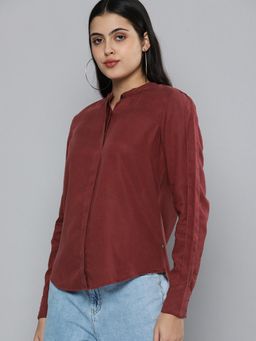 Levi's - Regular Maroon Solid Full Sleeves Shirts