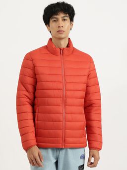 United Colors of Benetton - Red Regular Fit High Neck Solid Puffer Jacket