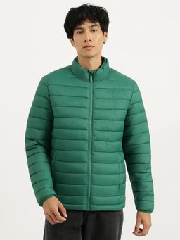 United Colors of Benetton - Green Regular Fit High Neck Solid Puffer Jacket
