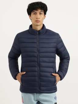 United Colors of Benetton - Navy Blue Regular Fit High Neck Solid Puffer Jacket