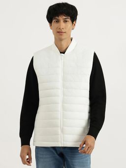United Colors of Benetton - White Regular Fit Solid Puffer Jacket