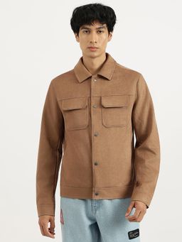 United Colors of Benetton - Brown Regular Fit Spread Collar Solid Trucker Shacket