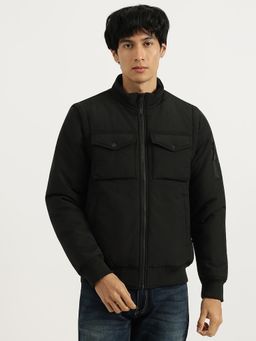 United Colors of Benetton - Black Regular Fit High Neck Solid Utility Wadded Jacket