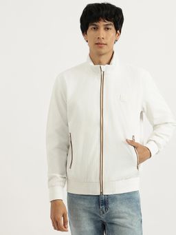 United Colors of Benetton - White Regular Fit High Neck Solid Jacket
