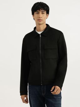 United Colors of Benetton - Black Regular Fit Spread Collar Solid Trucker Jacket