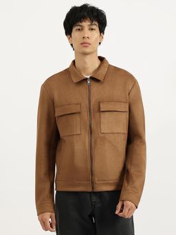 United Colors of Benetton - Brown Regular Fit Spread Collar Solid Trucker Jacket