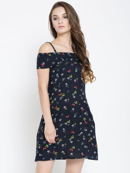 Sera - Blue Floral Print Mini Dress