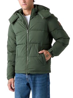 Guess - Green Solid Polyamide Regular Fit Jacket