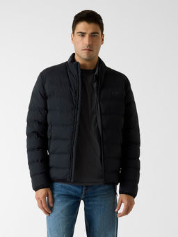 Guess - Black Solid Polyester Blend Regular Fit Jacket