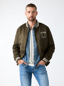 Guess - Olive Embroidered Polyester Blend Regular Fit Jacket
