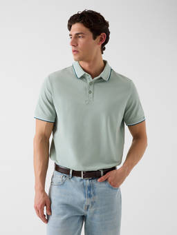 Guess - Green Solid Cotton Blend Regular Fit Polo T-Shirt
