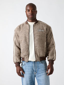 Guess - Brown Textured Polyester Regular Fit Jacket
