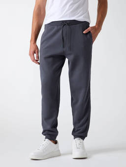 Guess - Blue Solid Cotton Blend Regular Fit Joggers