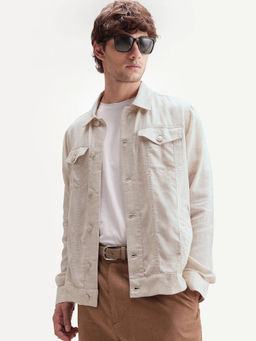 Rare Rabbit - Beige Solid Polycotton Regular Fit Shacket