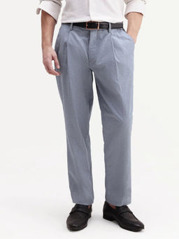 Rare Rabbit - Grey Solid Polycotton Regular Fit Trouser