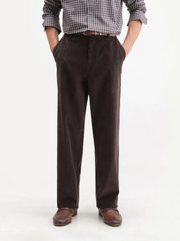 Rare Rabbit - Brown Solid Polycotton Regular Fit Trouser