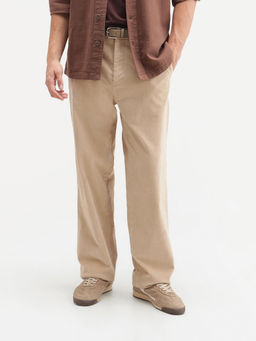Rare Rabbit - Off White Solid Polycotton Regular Fit Trouser