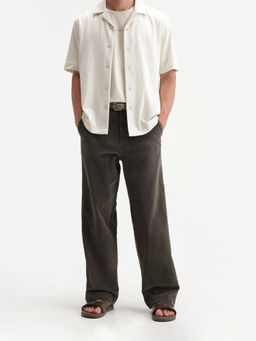 Rare Rabbit - Olive Solid Polycotton Regular Fit Trouser