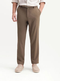 Rare Rabbit - Khaki Solid Polyester Regular Fit Trouser