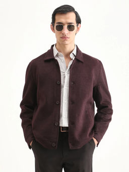 Rare Rabbit - Maroon Solid Polyester Regular Fit Jacket