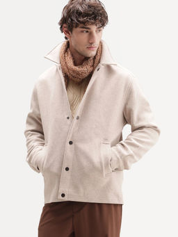 Rare Rabbit - Beige Solid Linen Blend Regular Fit Jacket