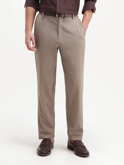Rare Rabbit - Beige Solid Polyester Regular Fit Trouser
