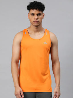 Alcis - Men Orange Anti Static Slim Fit T-Shirt