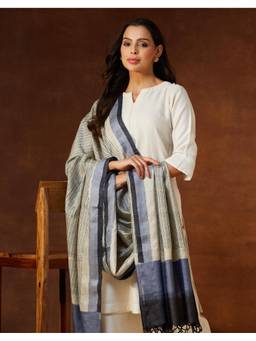 Fabindia - Multi-Color Silk Hand Printed Dupatta