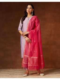 Fabindia - Fuchsia Cotton Silk Blend Chanderi Dupatta