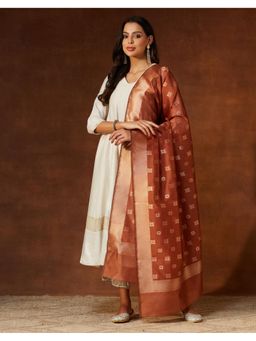 Fabindia - Rust Cotton Silk Blend Banarsi Dupatta