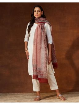 Fabindia - Madder Red Cotton Silk Bagh Printed Dupatta