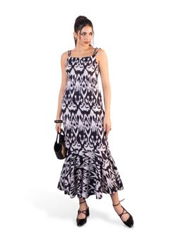 ZLAATA - Black Ikat Cotton Mermaid Maxi Dress
