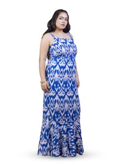 ZLAATA - Blue Ikat Cotton Mermaid Maxi Dress
