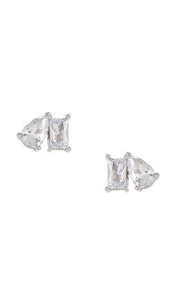 By Adina Eden - Cz Teardrop X Baguette Stud Earring